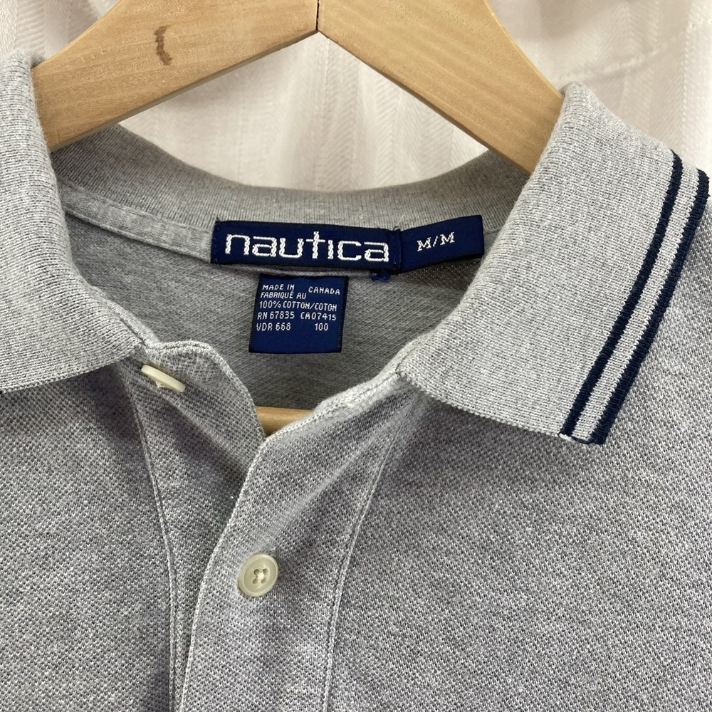 Nautica Gray Casual Mens Short Sleeve‎ Polo Shirt Size Medium Golf Preppy